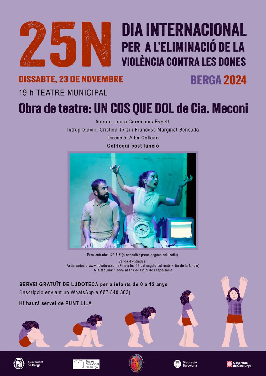 🎭Teatre: "Un cos que dol" amb la Cia. Meconi
🗓️Dissabte 23 de novembre - 19 h
📍Teatre Municipal de Berga 
🎟️Venda d'entrades anticipades: ticketara.com/esdeveniment/u…