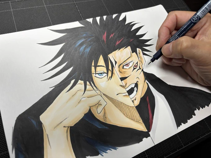 #呪術 #呪術廻戦 #jujutsukaisen #伏黒恵 #両面宿儺 #イラスト #描いてみた #illustration 