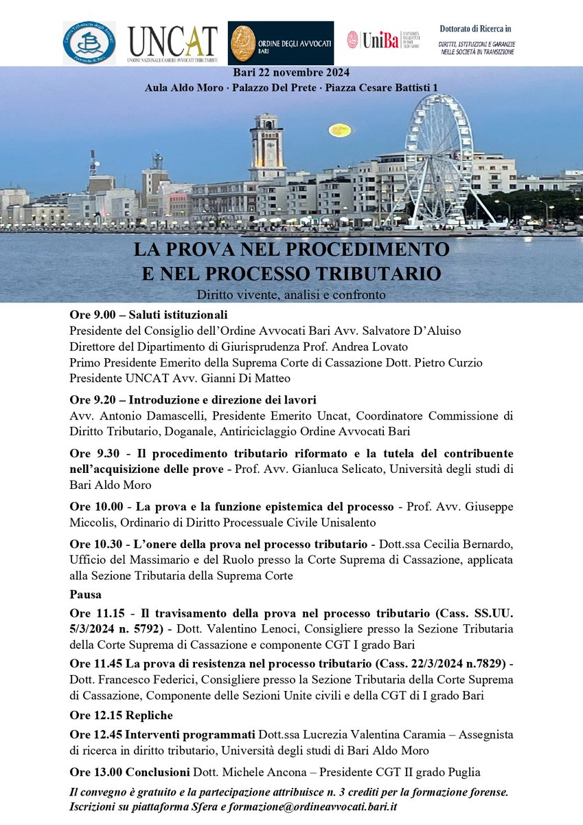 #formazione all' #università di #Bari sul #processo #tributario.