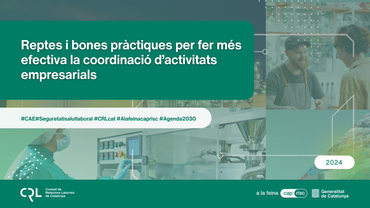 alafeinacaprisc's tweet photo. Demà ens trobem a la Jornada de Coordinació d'Activitats Empresarials #CAE.

Parlarem dels reptes i bones pràctiques per fer més efectiva la coordinació d'activitats empresarials.

En línia i presencial 🔗 https://t.co/rfsdLea6C7 https://t.co/sxWgsygrIP