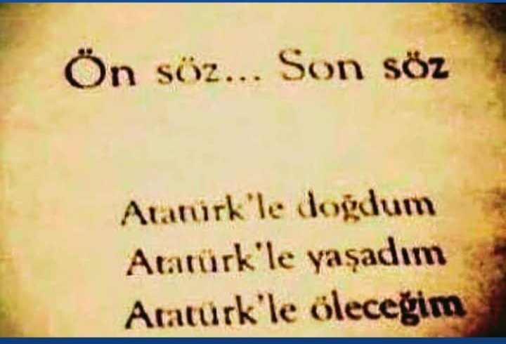 #MustafaKemalATATÜRK

Alayının zoruna gitsin,
Ben mest oluyorum mest...

Başkomutan Mustafa Kemal ATATÜRK' ün evladı,
Askeriyim ben.

Sakallı bir p... arkasından yürüyen 4. olmamak,
Özgürlüğüm için,
Haklarımı bildiğim için,
Dinci yobazlara köle olmamak için,
Atatürk ilke ve