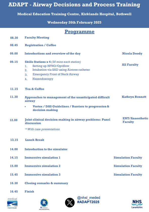 NHSL MedEd (@nhsl_meded) on Twitter photo #ADAPT course is running in METC on 26th Feb 2025. We still have 2 x consultant spaces remaining! Email leeann.montgomery@lanarkshire.scot.nhs.uk for further details and to book your place #ADAPT course is running in METC on 26th Feb 2025. We still have 2 x consultant spaces remaining! Email leeann.montgomery@lanarkshire.scot.nhs.uk for further details and to book your place