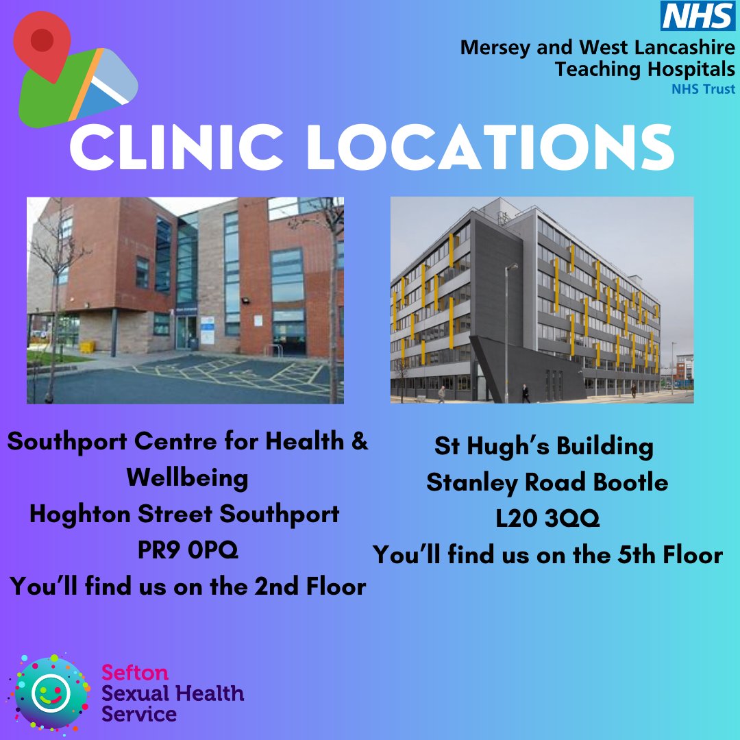 If you've ever wondered where your local sexual health service is now you know.  Both clinics are easy to access on bus and train routes with on street parking nearby (limited free parking at Southport).  There are lifts available at both locations. #seftonsexualhealth