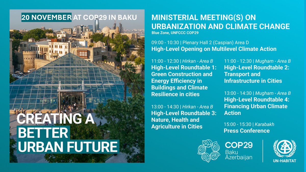 🏙️ Join the Ministerial Meeting(s) on Urbanization and Climate Change to explore how urban areas are leading the way in addressing climate challenges.

🎟️ Open to the public! Indicate your interest here: forms.office.com/e/mfMxv2k8Ks