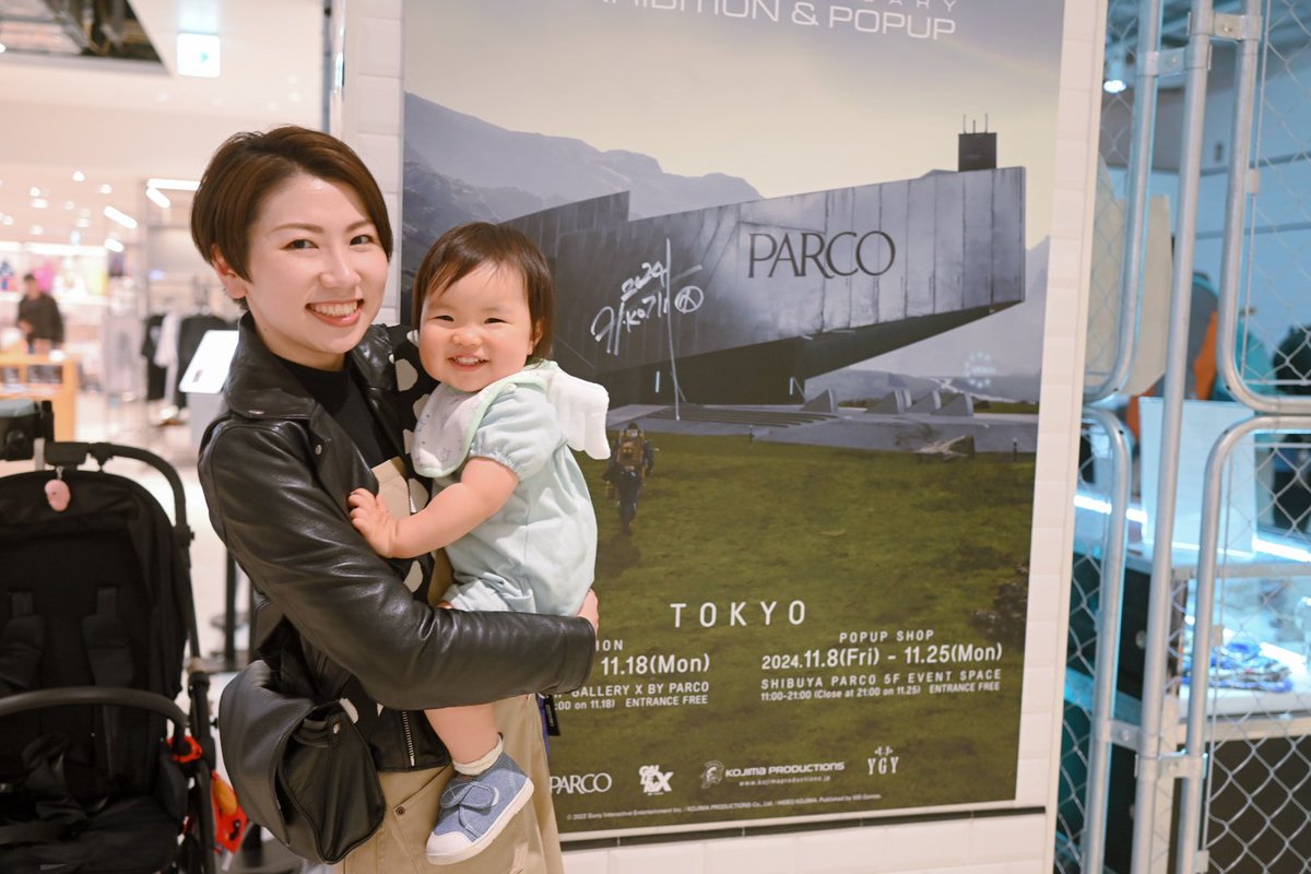 UmeMachiko's tweet photo. デスストの展覧会最終日に行けました〜！見に行かれず諦めていた龍デンスも見れた🥹 せっかくなので娘にフラジャイルが抱えていた赤ちゃんと同じスタイを作ってコスのプレデビューw👶✨

3枚目📷Gayaさん
#DeathStranding 
#デススト展 https://t.co/whv4VXPs8G