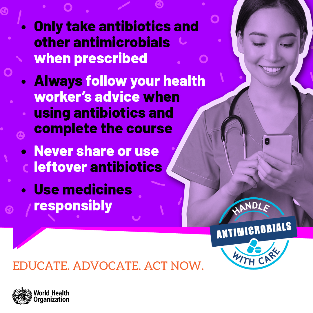 It’s World AMR Awareness Week.

If #AntimicrobialResistance (AMR) gets out of control, we’ll run out of treatment options.
💊 We need to use antibiotics responsibly to prevent the spread of antimicrobial resistance.

Do your part bit.ly/4fy6yAo