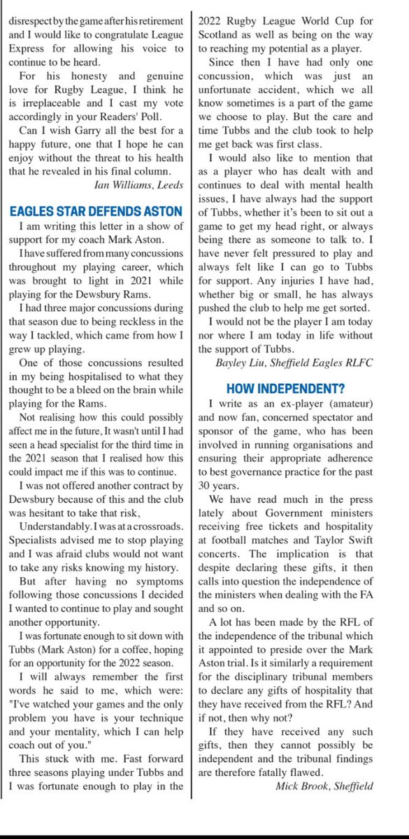 IanSwire's tweet image. Why am I like a 🐶 with a 🦴 over the Mark Aston miscarriage of justice?
Read Bayley’s letter for a clue
@TheRFL picked on the wrong scapegoat 🤬