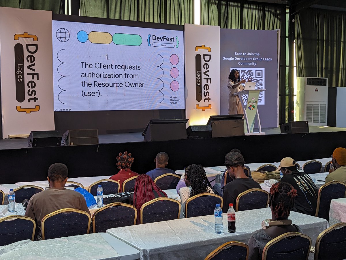 Motushbae's tweet photo. Last Saturday, I had an incredible time at #DevFestLagos leading a codelab on OAuth 2.0

I walked participants through the concepts and hands-on implementation, it was rewarding to see so much interaction and learning.

Thanks to everyone who came through—y’all made it engaging. https://t.co/o9nMX5NoOr