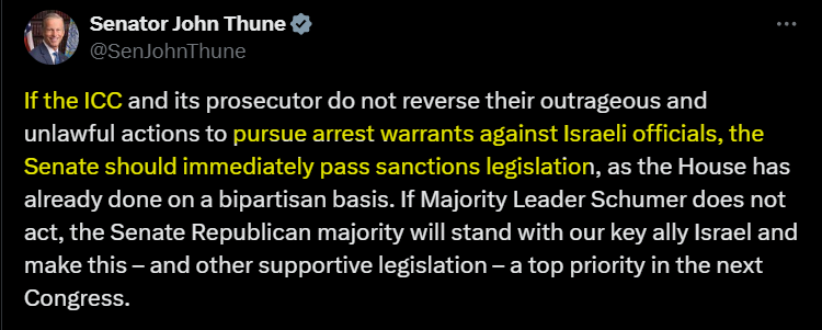 ReshefE's tweet photo. The new U.S. administration has grown tired of the misuse of UN institutions by Hamas and Iran. The first, and likely not the last, indication of this shift is the announcement by the incoming Senate Majority Leader that the U.S. will impose sanctions on the ICC if it dares to issue arrest warrants against senior Israeli officials.

While the ICC is a clear example of an institution in urgent need of reform, it is far from the only one. The U.S. will have to address the systemic bias and misuse present in many other UN bodies as well. Here are just a few examples of institutions that require fixing:

🌐 UN Human Rights Council (UNHRC): Israel is the only nation consistently singled out for scrutiny in every session, while countries with severe human rights violations, such as North Korea or Syria, are not given similar treatment.

🏛️ UNESCO: Passes resolutions erasing Jewish ties to key holy sites, such as a resolution referring to the Temple Mount only by its Islamic names, effectively denying its Jewish heritage.

📜 UN Relief and Works Agency for Palestine Refugees (UNRWA): Perpetuates refugee status uniquely for Palestinians, unlike any other refugee group, and actively participates in terror attacks on Israel

The time has come for UN  institutions to address global challenges fairly, not be weaponized against one nation.