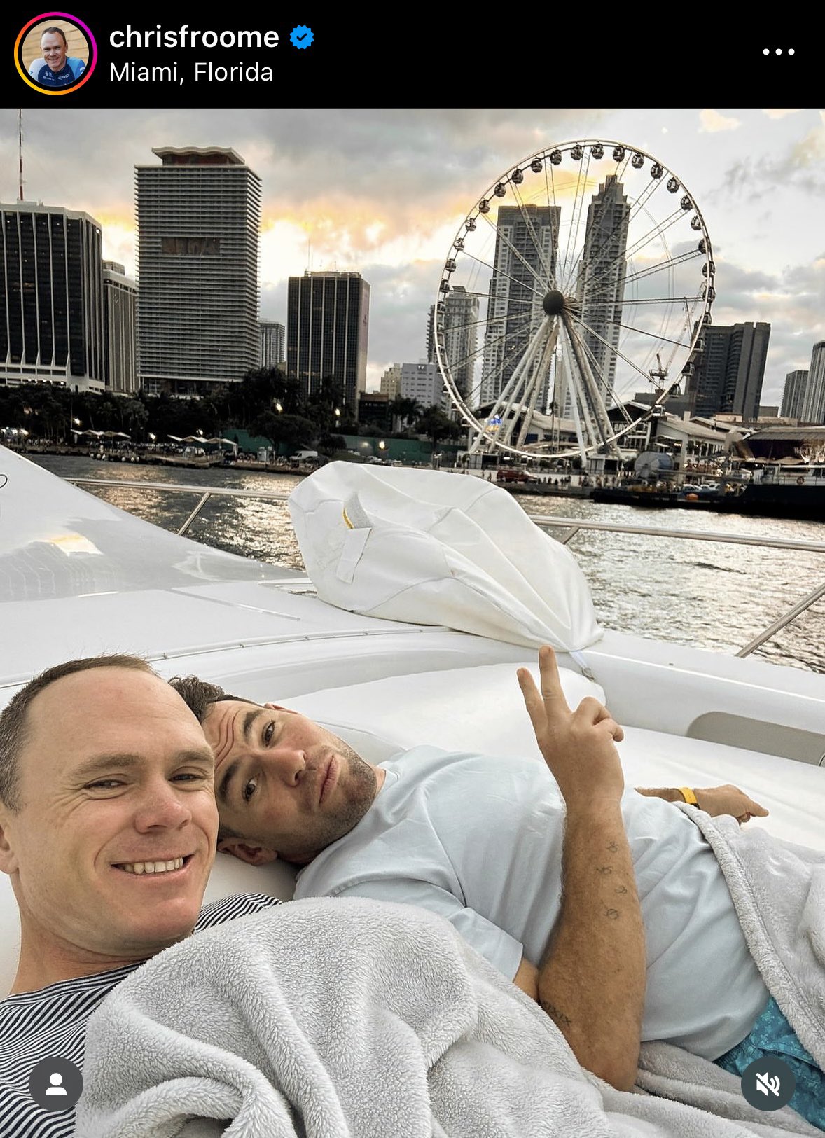 Joe Timms on X: "Things I didn't know I needed on a Monday morning - Chris Froome snuggling with Mark Cavendish on a yacht in Miami. ???? https://t.co/8Db8i9J1Z3" / X