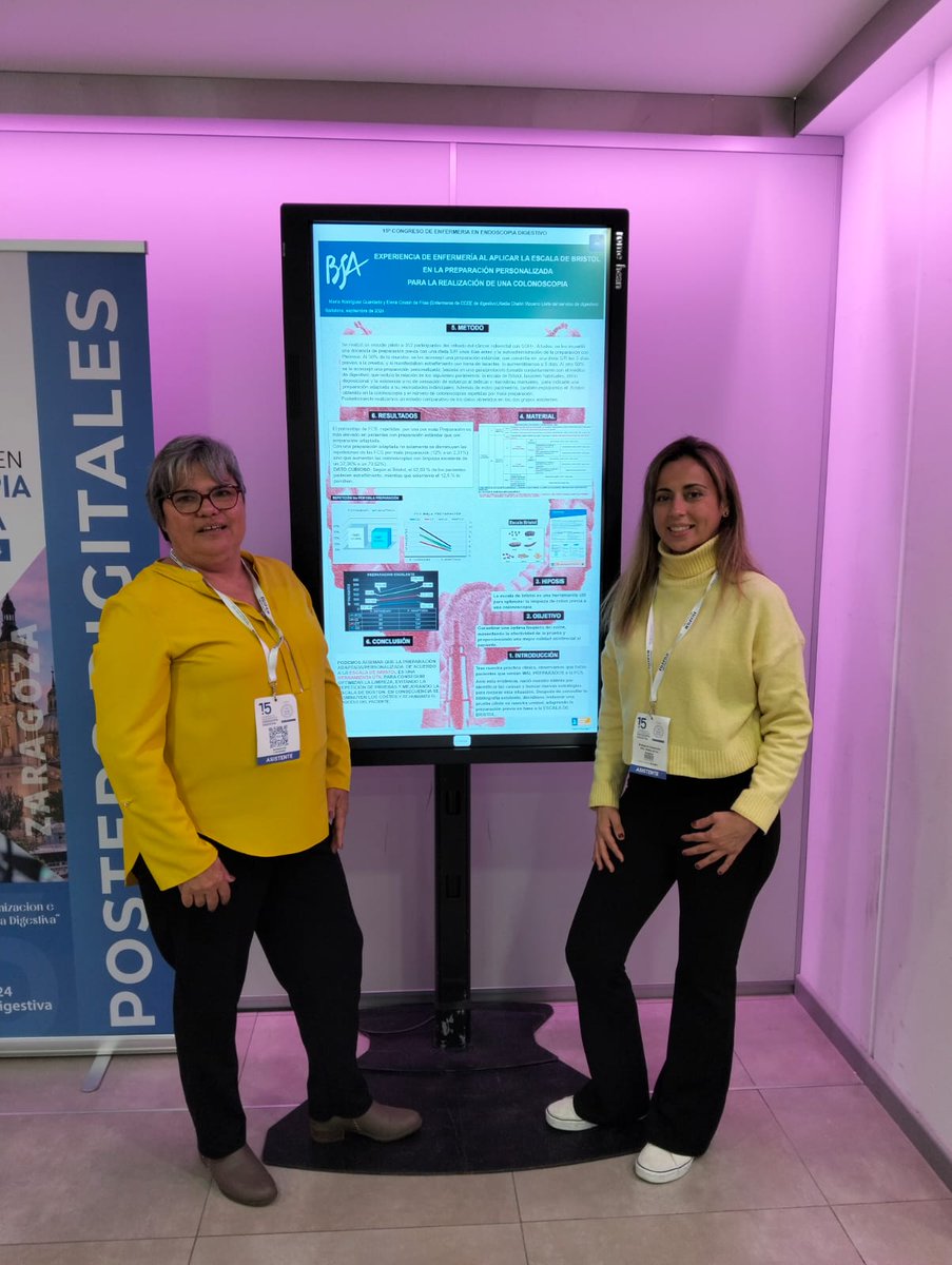 BSABadalona's tweet photo. Les infermeres gestores de processos complexos de #Digestiu d'#HospitalMunicipalBadalona, Elena Cossin i María Rodríguez, van presentar un pòster al 15 congrés d'@EnferDigestiva, celebrat el 15 i 16 de novembre Saragossa.
El treball:
➡️ https://t.co/JWs9Lnj04O
#AEEED2024 https://t.co/Ydu0SQreG1