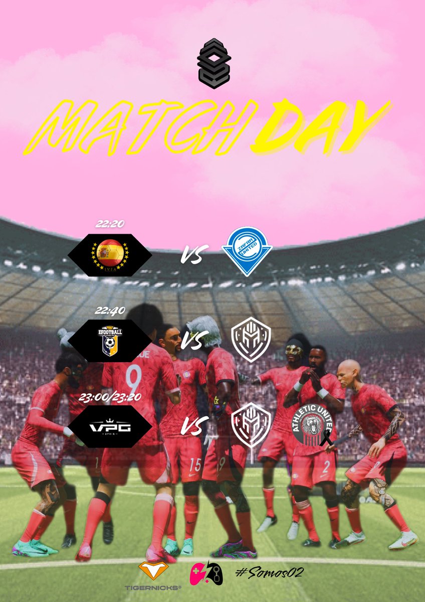 🗓️ 𝘿𝙄́𝘼 𝘿𝙀 𝙋𝘼𝙍𝙏𝙄𝘿𝙊

Estos son los partidos que tenemos en el día de hoy🫡

🏆<a href="/IVFA_Spain/">IVFA Spain</a>
🆚<a href="/ZafraUnited/">𝐙𝐀𝐅𝐑𝐀 𝐔𝐍𝐈𝐓𝐄𝐃 🎮</a>
🕒22:20

🏆@PLGeFootBall
🆚<a href="/CeutaGuardians/">𝘾𝙀𝙐𝙏𝘼 𝙂𝙐𝘼𝙍𝘿𝙄𝘼𝙉𝙎</a> 
🕒22:40

🏆<a href="/VPG_Spain/">Virtual Pro Gaming España</a>
🆚@athl3tic_united
🕒23:00

🏆<a href="/VPG_Spain/">Virtual Pro Gaming España</a> 
🆚<a href="/CeutaGuardians/">𝘾𝙀𝙐𝙏𝘼 𝙂𝙐𝘼𝙍𝘿𝙄𝘼𝙉𝙎</a>
🕒23:20

🔗twitch.tv/02esports_