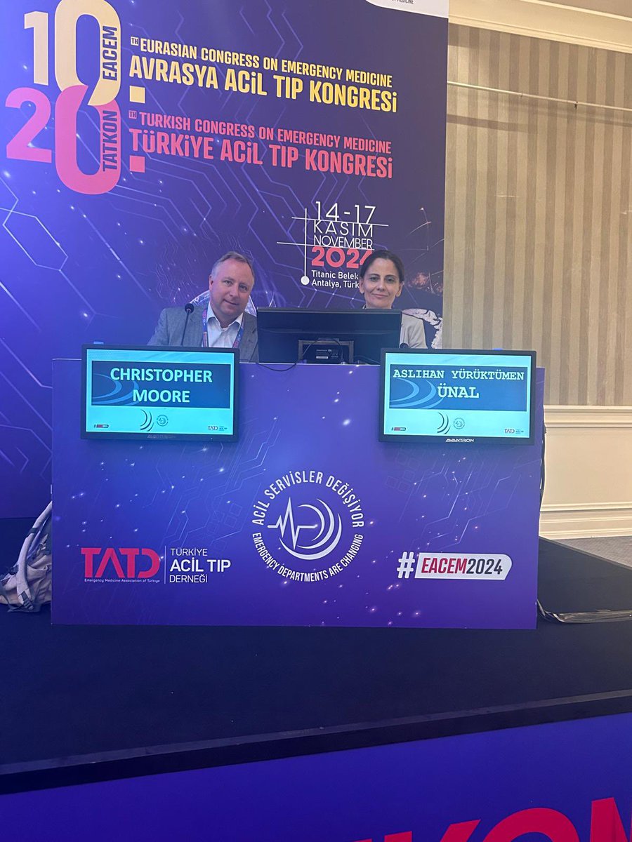 Öğretim üyelerimiz konuşmacı ve moderatör olarak her salonda Prof Dr Yıldıray Çete Prof Dr Aslıhan Yürüktümen Ünal <a href="/TrTATD/">Türkiye Acil Tıp Derneği - TATD (EMAT)</a> #eacem2024 <a href="/tatdkongre/">TATD KONGRE</a> <a href="/ycete/">Yildiray CETE</a> <a href="/goksuerkan74/">Erkan Göksu</a> <a href="/yrktmen/">aslıhan yürüktümen ünal</a>