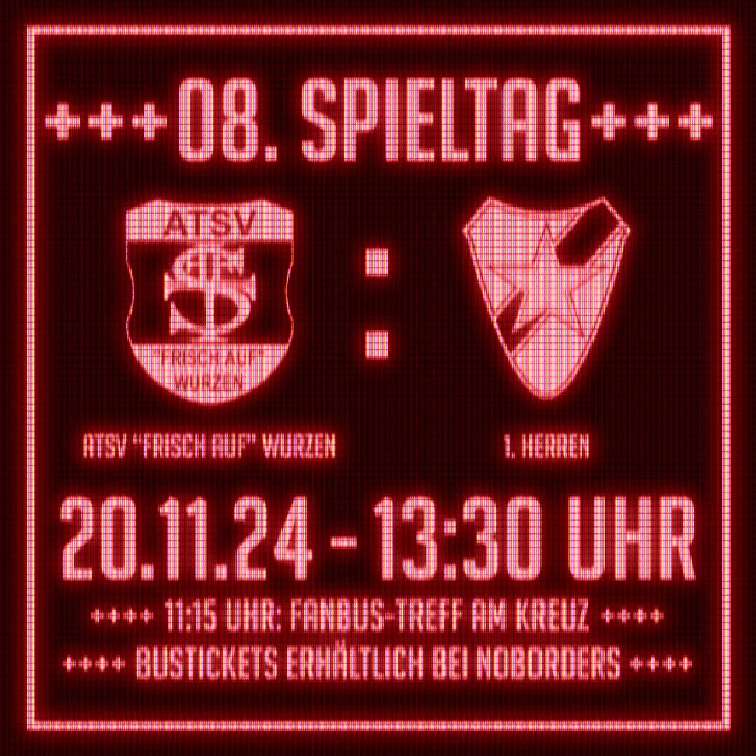 Am Mittwoch (Buß- &amp; Bettag) geht es für die #ErstenHerren nach Wurzen! Tickets für den Bus gibt es im NoBorders oder am Spieltag direkt am Bus! 
Treff ist 11:15 Uhr am Kreuz!