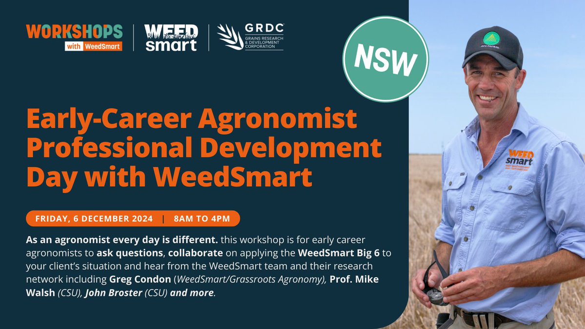 Are you an early career agronomist, looking for practical professional development and knowledge? ✨

We're hosting a series of workshops designed especially for you - covering the Big 6, IWM, Resistance updates and more - in SA, WA &amp; NSW

Find out more: buff.ly/40SEraW
