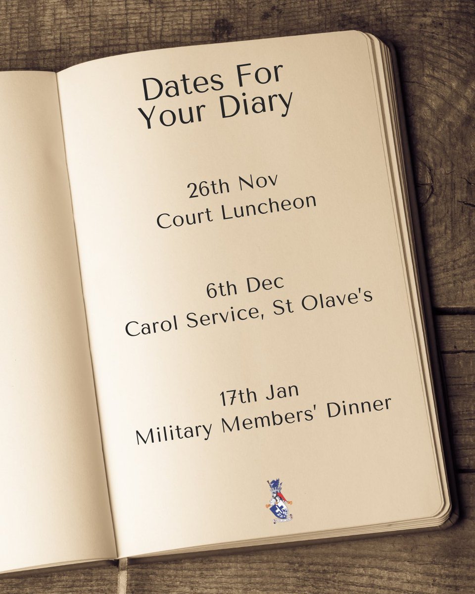 Dates for Your Diary! 📅 | Get ready for our next exciting WCEC events! 

Court Luncheon: 26th Nov
Carol Service, St Olave’s: 6th Dec
Military Members’ Dinner: 17th Jan

#WCECEvents #SaveTheDate #WCEC