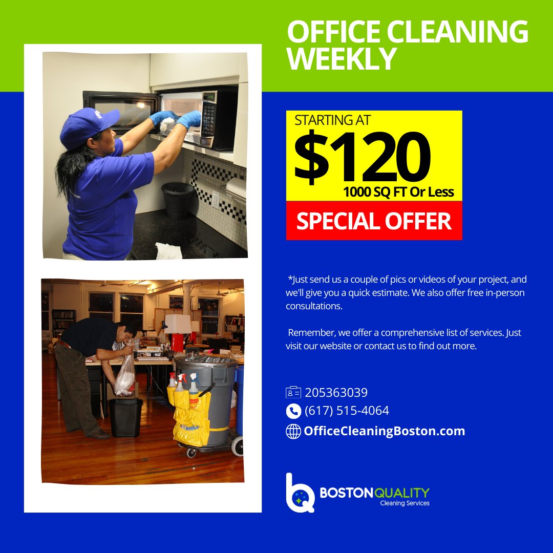 BostonCleaning's tweet image. #BostonCarpetCleaning #CleaningCommercialBoston #CleaningCompanyBoston #CleaningFloorSpecialist #CleaningOfficeBoston #CleaningServiceBoston #CommercialCleaning #FloorCleaning #JanitorialCleaning #NaturalCleaningProduct #OfficeCleaning

linktr.ee/BostonQualityC…