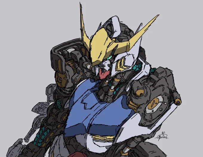 投稿出来る絵がないので過去絵再掲バルバトス好き 