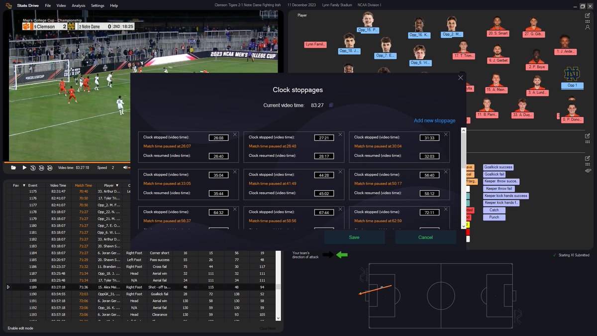 StatsDrive's tweet image. The Stats Drive software is now fully compatible with NCAA soccer rules, including features like handling player re-entry and pausing match time.

This ensures accurate performance tracking and match analysis, tailored specifically to NCAA competition regulations.