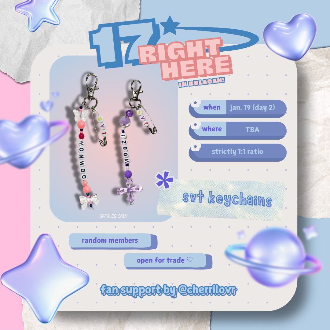 cherrilovr's tweet image. ‧₊˚ ☁️ CON FREEBIES ⋅♡𓂃 ࣪ ִֶָ☾.
SEVENTEEN [RIGHT HERE] in Bulacan
fan support by: @cherrilovr ♡

.𖥔 ݁ ˖ svt mem keychains .𖥔 ݁ ˖

♡ january 19 (day 2)
♡ random member
♡ strictly 1:1 ratio
♡ open for trade
♡ rt &amp;amp; like

#SVT_RIGHT_HERE_IN_BULACAN