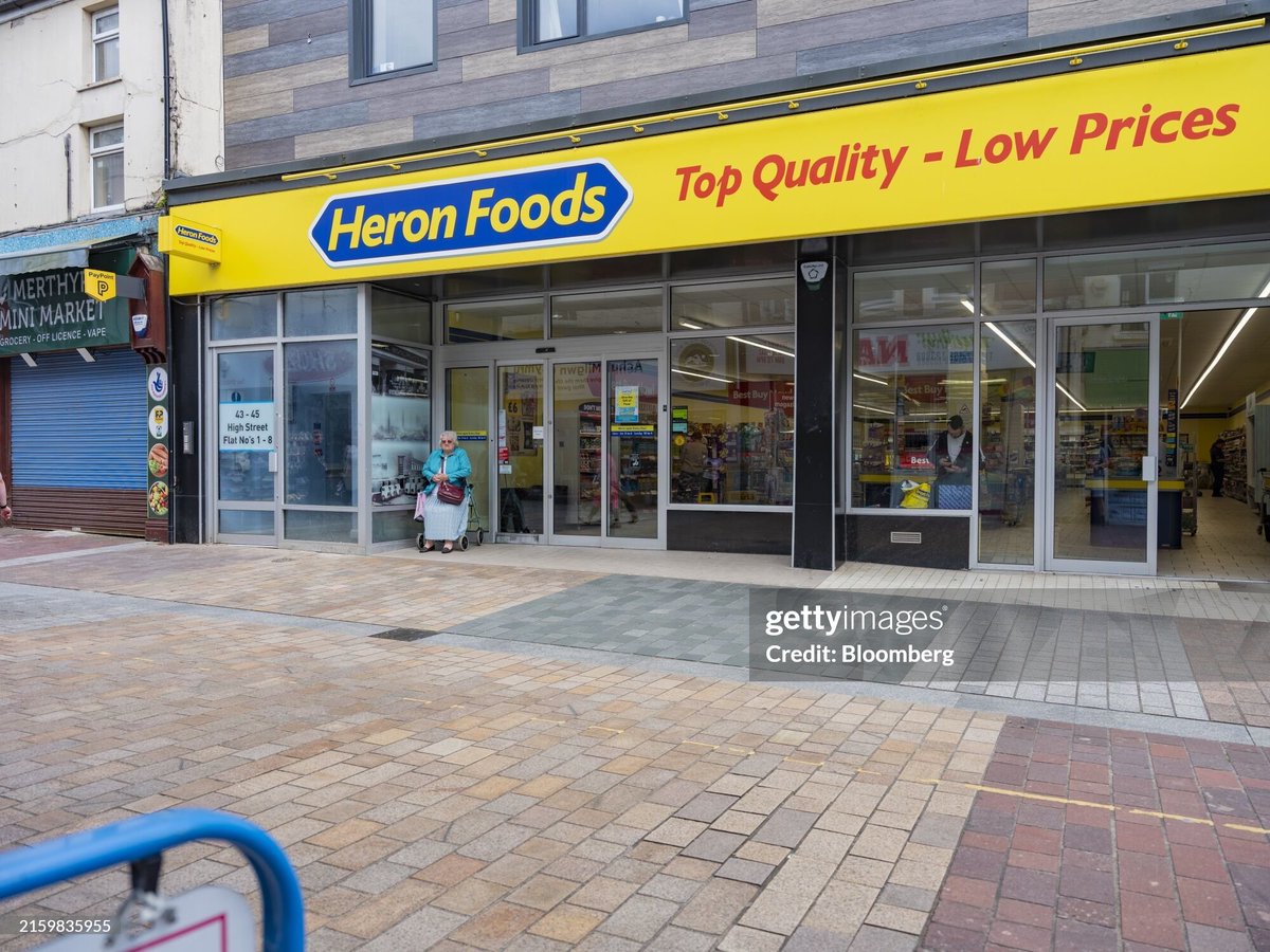 A Heron Foods supermarket in the centre of Merthyr Tydfil, UK (2024)