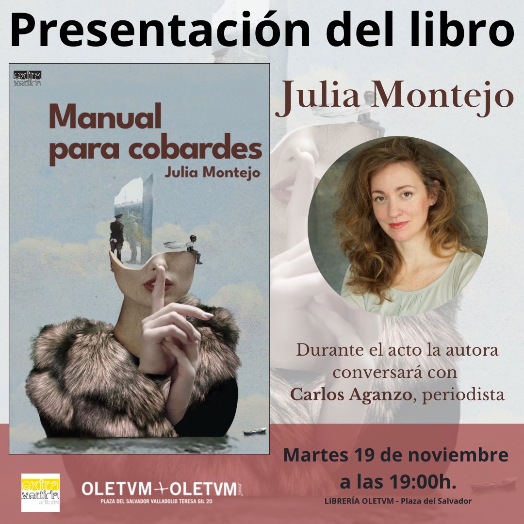 Librerías Oletvm (@oletvm) on Twitter photo “Manual para cobardes” de Julia Montejo
🗓️ Mañana a las 19:00h presentación del libro en Oletvm.
Una novela original, divertida y emocionante, que nos permite reflexionar sobre qué significa hoy ser un héroe y que no dejará indiferente a nadie.
<a href="/Extravertida_Ed/">Extravertida Editorial</a> “Manual para cobardes” de Julia Montejo
🗓️ Mañana a las 19:00h presentación del libro en Oletvm.
Una novela original, divertida y emocionante, que nos permite reflexionar sobre qué significa hoy ser un héroe y que no dejará indiferente a nadie.
<a href="/Extravertida_Ed/">Extravertida Editorial</a>