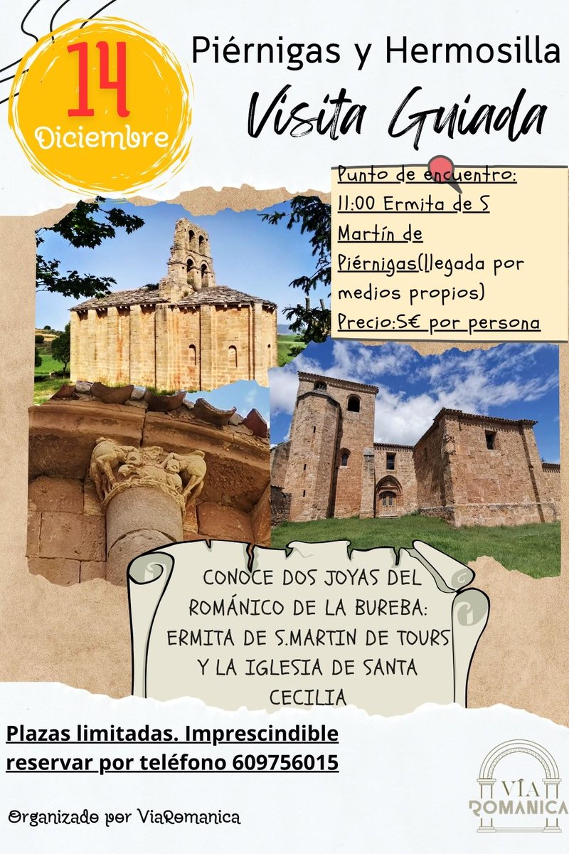 Nueva visita guiada por nuestro románico de la Bureba. Está vez nos desplazaremos a Piérnigas y Hermosilla. Recordad que es necesario reservar para poder asistir.
Os esperamos en esta nueva aventura ☺️