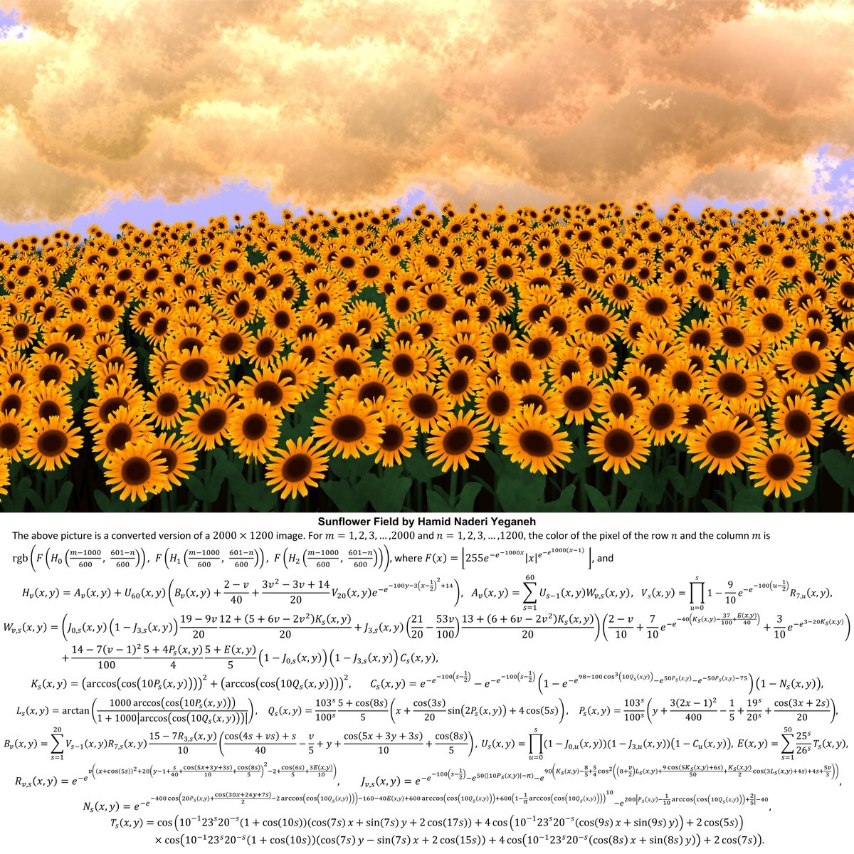I drew this sunflower field with mathematical equations.