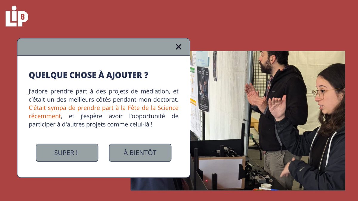 LIP6 (@lip6_lab) on Twitter photo Plus de 400 personnes travaillent tous les jours au <a href="/LIP6_lab/">LIP6</a> ! Aujourd'hui, nous rencontrons Naomi Solomons, post-doctorante au sein de notre équipe QI 👩💻
<a href="/Sorbonne_Univ_/">Sorbonne Université</a> <a href="/ScienceSorbonne/">Faculté des Sciences de Sorbonne Université</a> <a href="/CNRSinformatics/">CNRS Sciences informatiques</a> <a href="/CNRS_Paris/">CNRS Paris-Centre</a> Plus de 400 personnes travaillent tous les jours au <a href="/LIP6_lab/">LIP6</a> ! Aujourd'hui, nous rencontrons Naomi Solomons, post-doctorante au sein de notre équipe QI 👩💻
<a href="/Sorbonne_Univ_/">Sorbonne Université</a> <a href="/ScienceSorbonne/">Faculté des Sciences de Sorbonne Université</a> <a href="/CNRSinformatics/">CNRS Sciences informatiques</a> <a href="/CNRS_Paris/">CNRS Paris-Centre</a>