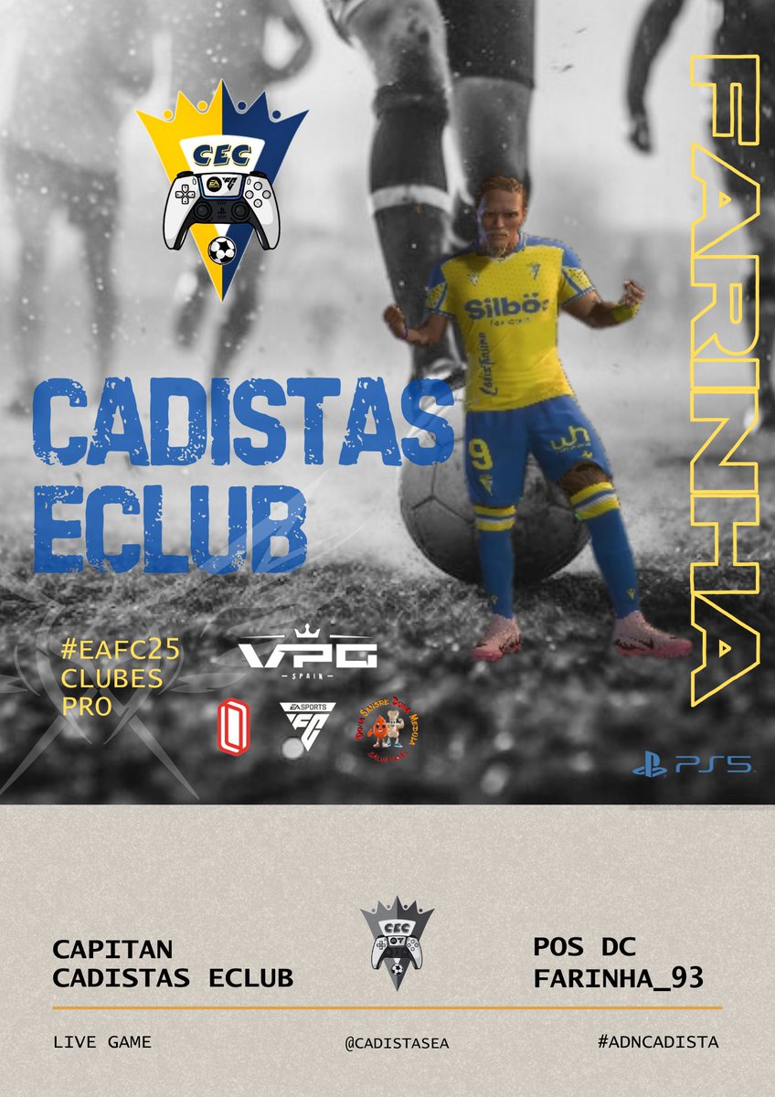 🔵#CADISTASECLUB🟡

📰 | Presentamos a <a href="/vadepolen/">Farinely🦍🏴‍☠️</a>, Capitan de la nave cadista📝🤝

Junto a <a href="/Fj_MeNez/">𝕄𝕖𝕟𝕖𝕫</a> son los encargados de liderar el proyecto💼

Jugador de la casa,de la vieja escuela donde viene aportar toda su exp.🔝🎮

Bienvenido a tu nueva casa🛫🏠💛

#ADNCADISTA🧬 #EAFC25