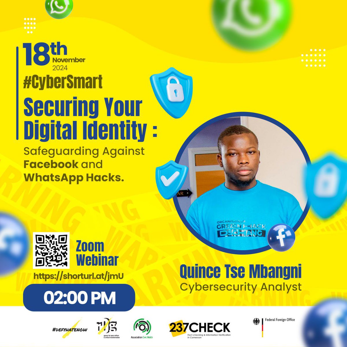 #defyhatenow West & Central Africa (@defyhatenowwca) on Twitter photo Happy NewWeek!
It’s happening today <a href="/2pm/">Two O'clock</a> WCA time!
Join us for this insightful #CyberSmart webinar on "Securing Your Digital Identity: Protecting Against Facebook & WhatsApp Hacks."
Stay in control of your social media accounts by learning these keys tips today.
#Tech4Peace Happy NewWeek!
It’s happening today <a href="/2pm/">Two O'clock</a> WCA time!
Join us for this insightful #CyberSmart webinar on "Securing Your Digital Identity: Protecting Against Facebook & WhatsApp Hacks."
Stay in control of your social media accounts by learning these keys tips today.
#Tech4Peace