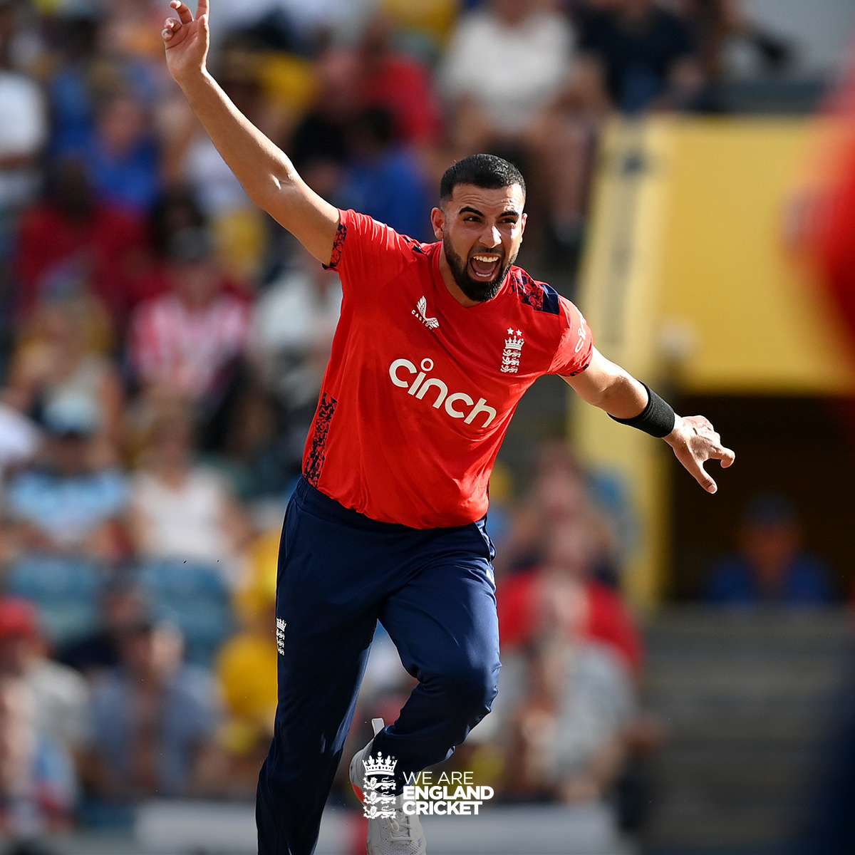 Player of the series 🙌 
 
9 wickets 💪 

The most ever wickets (8) in the Powerplay in an England Men's series ☝️ 

Devastating with the ball, so good Saqib Mahmood! 👊

🌴 #WIvENG 🏴󠁧󠁢󠁥󠁮󠁧󠁿 | #EnglandCricket