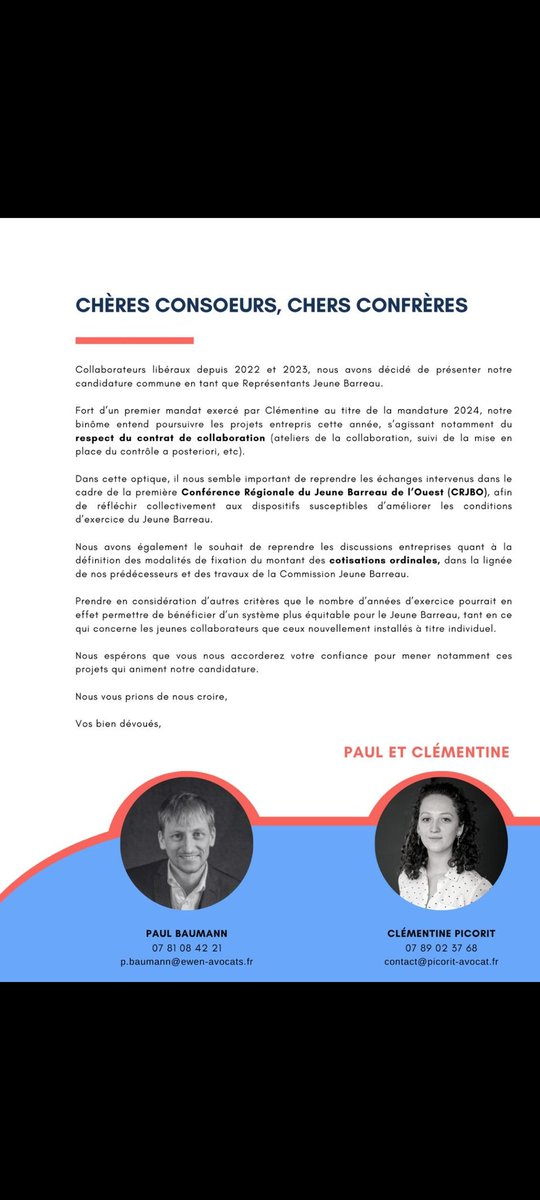 Elections au CO <a href="/barreaunantes/">Barreau de Nantes</a> le 26 novembre prochain : notre consoeur Clementine Picorit se représente à son poste avec le soutien enthousiaste du SAF dont elle est une membre dynamique et impliquée notamment sur les sujets liés à la collaboration mais pas seulement !