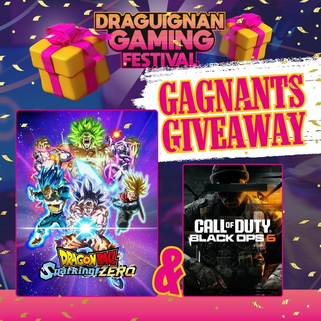 Draguignan Gaming Festival (@draguignangame) on Twitter photo 🫡 Félicitation aux vainqueurs du Giveaway FINAL du DGF !!! 😍🎮
🎁 1ère : <a href="/aureliana761/">auréliana76 🌸🌱🌸🌳</a> qui remporte le DBZ !
🎁 2ème : <a href="/caroange/">CaroGames</a> qui remporte le BO6 !
Félicitation à vous deux ! 
Nous vous attendons en DM !
Merci à tous pour votre participation 😍🥰 🫡 Félicitation aux vainqueurs du Giveaway FINAL du DGF !!! 😍🎮
🎁 1ère : <a href="/aureliana761/">auréliana76 🌸🌱🌸🌳</a> qui remporte le DBZ !
🎁 2ème : <a href="/caroange/">CaroGames</a> qui remporte le BO6 !
Félicitation à vous deux ! 
Nous vous attendons en DM !
Merci à tous pour votre participation 😍🥰