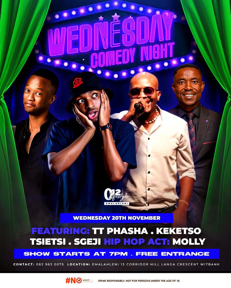 TsietsiRubbish's tweet image. W E D N E S D A Y 
012 lifestyle Emalahleni 📍
From 7pm-10pm ⏰

please come join us for an UNFORGETTABLE night of Stand Up Comedy while enjoying 50% off selected drinks🍺
#ComedyWednesday