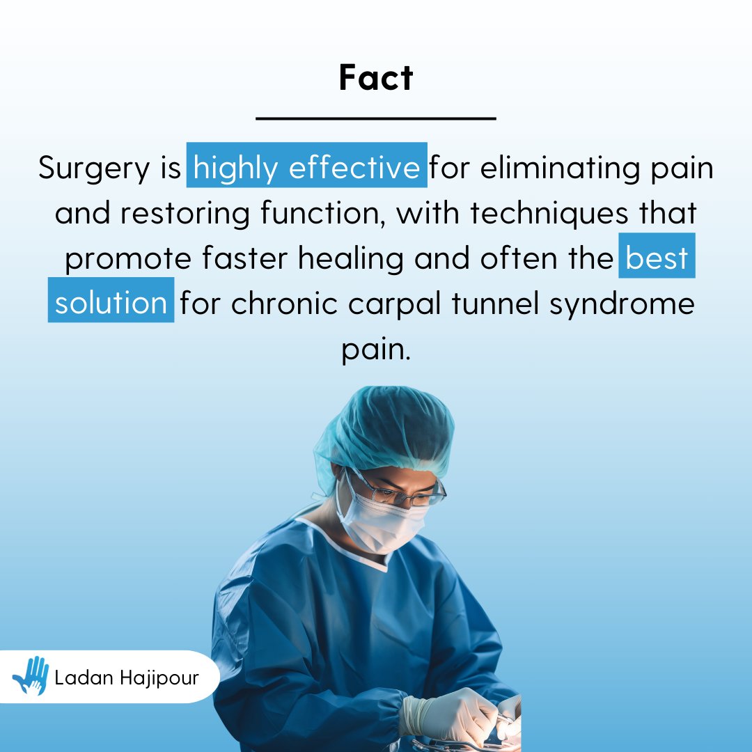 Carpal Tunnel Syndrome (CTS) occurs when pressure is placed on a nerve in your wrist, causing tingling, numbness, and pain in your hand and fingers. 💻🤚

If left untreated, it can worsen over time, but surgery is a highly effective solution.

#CarpalTunnelSyndrome #WristSurgery