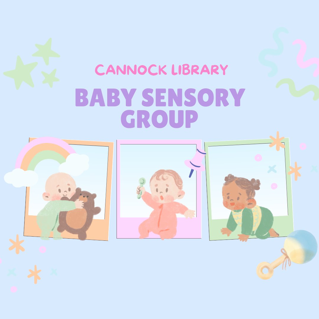 Staffordshire Libraries (@staffslibraries) on Twitter photo Cannock Library Baby Sensory Group
Fridays – 2:00pm - 2:45pm
Baby Sensory is for under 2's and takes place during term time only.
Funded by <a href="/DCMS/">Department for Culture, Media and Sport</a> , delivered by <a href="/libsconnected/">Libraries Connected</a> in partnership with <a href="/ace_national/">Arts Council England</a>
Details: 01543 334525 or email cannock.library@staffordshire.gov.uk Cannock Library Baby Sensory Group
Fridays – 2:00pm - 2:45pm
Baby Sensory is for under 2's and takes place during term time only.
Funded by <a href="/DCMS/">Department for Culture, Media and Sport</a> , delivered by <a href="/libsconnected/">Libraries Connected</a> in partnership with <a href="/ace_national/">Arts Council England</a>
Details: 01543 334525 or email cannock.library@staffordshire.gov.uk