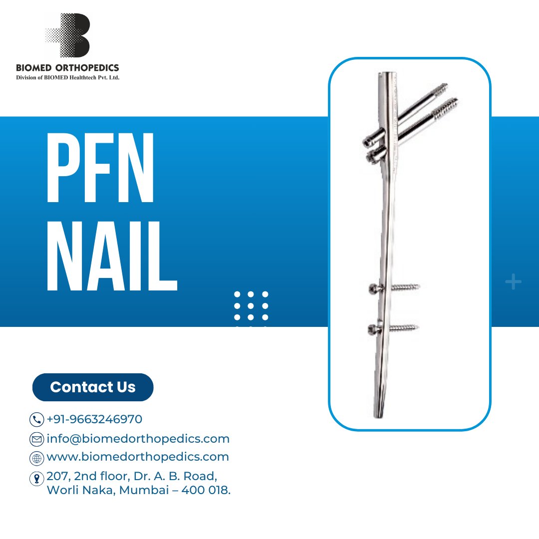 BiomedOrtho01's tweet image. The Interlocking Proximal Femur Nail (PFN)  is made from surgical-grade stainless steel (SS 316L) for superior strength and durability. Designed for the effective treatment of proximal femur fractures.

Contact us for more details!
#InterlockingImplants #ProximalFemurNail