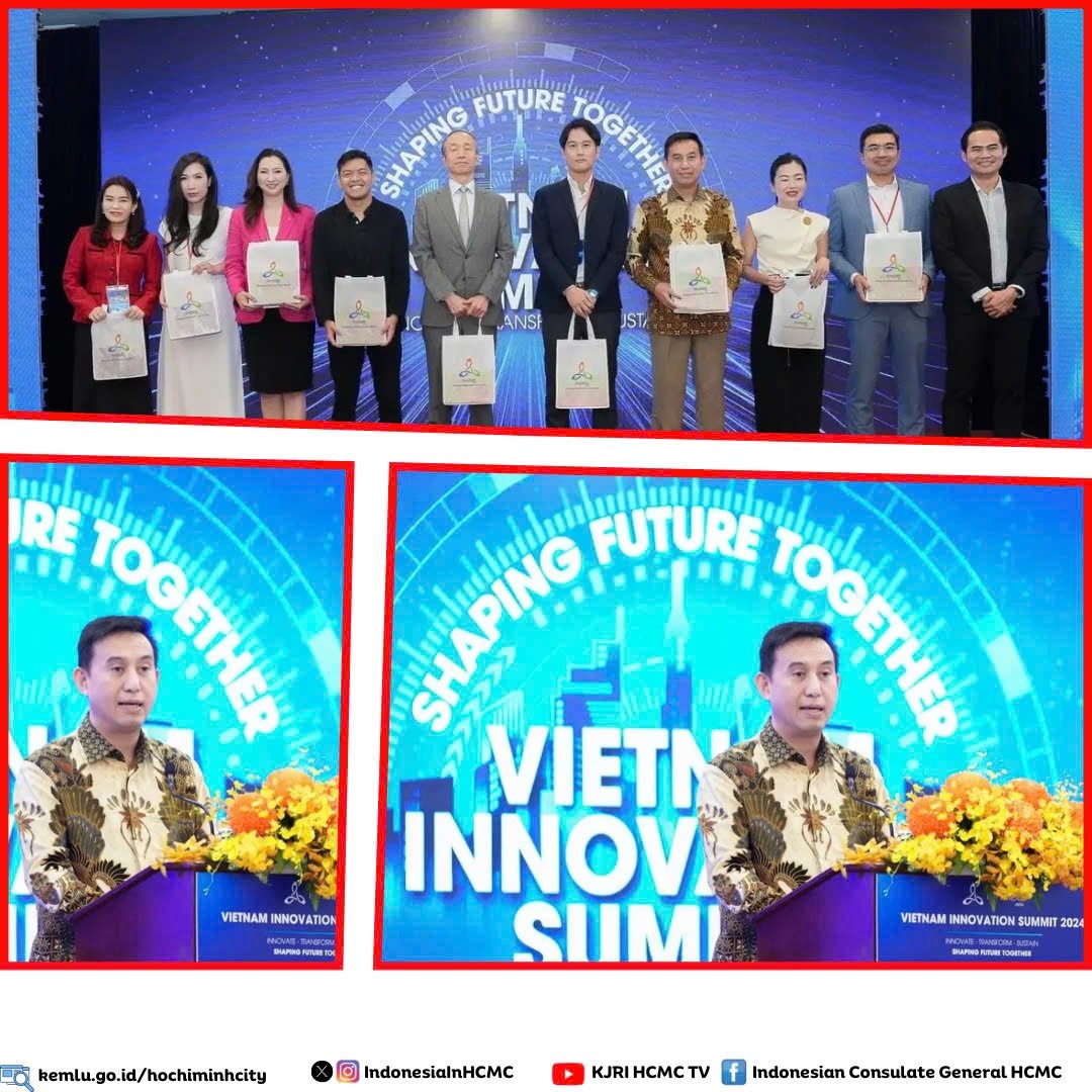 IndonesiaInHCMC's tweet photo. Perusahaan start-up Indonesia, Era Tani dan Veda Praxis, turut berpartisipasi dalam Viet Nam Innovation Summit (VIS) 2024 yang diselenggarakan di HCMC, 15-16 November 2024. 
#Inidiplomasi #kjrihcmc #indonesiavietnam #rintiskemajuan #VIS2024 #InnovationSummit https://t.co/V9jaqT3rFs