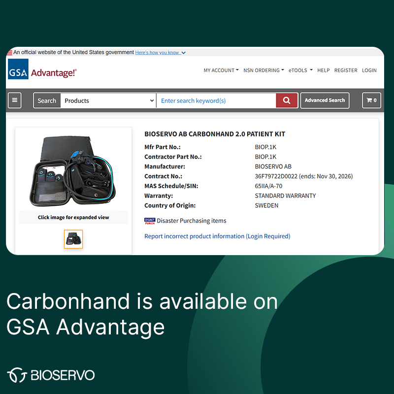 Carbonhand is now available on GSA Advantage. This significantly simplifies the order process for clinicians at VA Medical Centers, prescribing Carbonhand to Veterans with impaired hand function.
Carbonhand on GSA Advantage👉  lnkd.in/dJprEQe5