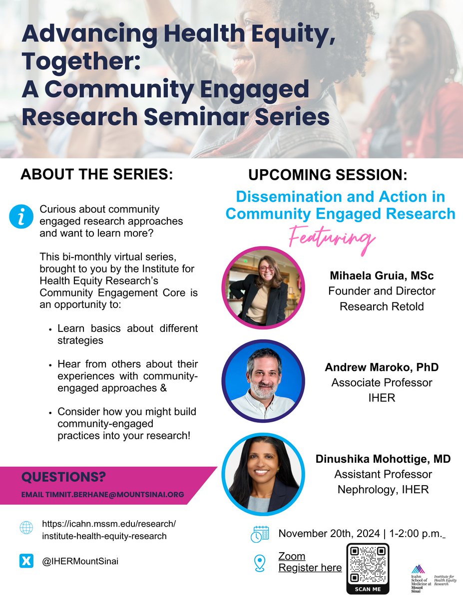 Research Retold (@researchretold) on Twitter photo Our director, Mihaela Gruia, speaks this Wednesday at <a href="/IHERMountSinai/">Institute for Health Equity Research</a> on creative research dissemination and community engagement
Join us for insights on turning research into impact!
🗓20 Nov ⏰1–2 PM EST(6-7PM UK)
🔗 mountsinai.zoom.us/meeting/regist…
<a href="/DMohottige/">Dinushika Mohottige</a> #ResearchDissemination Our director, Mihaela Gruia, speaks this Wednesday at <a href="/IHERMountSinai/">Institute for Health Equity Research</a> on creative research dissemination and community engagement
Join us for insights on turning research into impact!
🗓20 Nov ⏰1–2 PM EST(6-7PM UK)
🔗 mountsinai.zoom.us/meeting/regist…
<a href="/DMohottige/">Dinushika Mohottige</a> #ResearchDissemination
