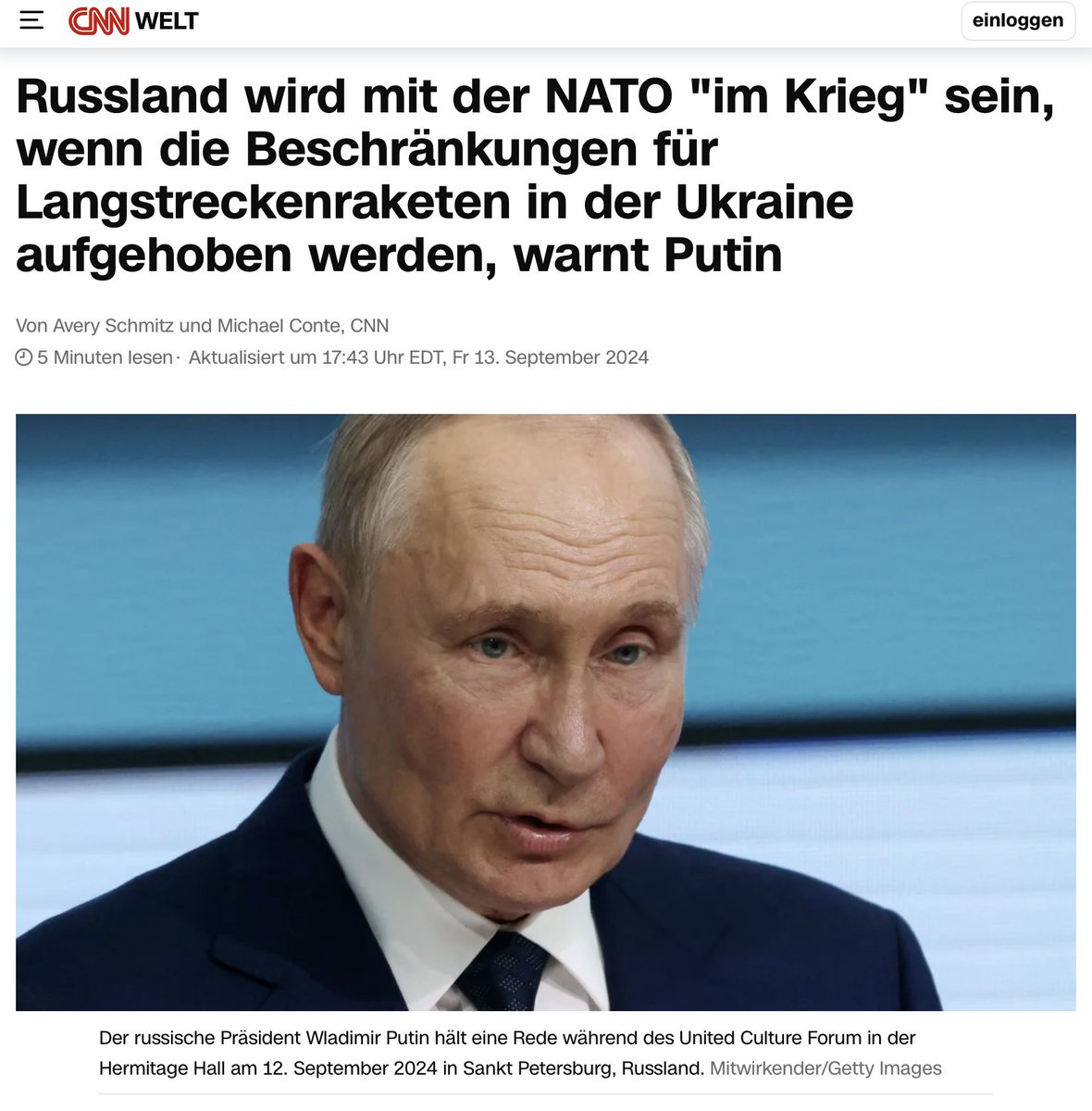 MagnetStefan's tweet photo. Putin hatte es vor zwei Monaten klargestellt. Den deutschen Medienkonsumenten wurde es halt nur von den Systemmedien vorenthalten. Jetzt Taurus oder US-Langstreckensysteme auf Russland zu feuern, wird nicht folgenlos bleiben: https://t.co/gnfnwH7Wkf