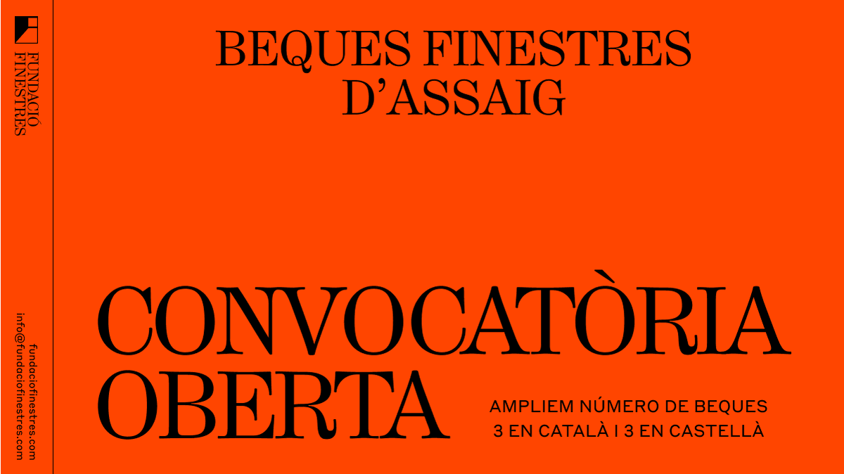 📢 OBRIM CONVOCATÒRIA!

Ampliem el número de beques pel desenvolupament de projectes de no-ficció: 3 en català i 3 en castellà, de 25.000€ cadascuna.

Troba les bases i presenta't a través del formulari d'inscripció al nostre web fins el 31.01.2025: fundaciofinestres.com/certamen/beca-…