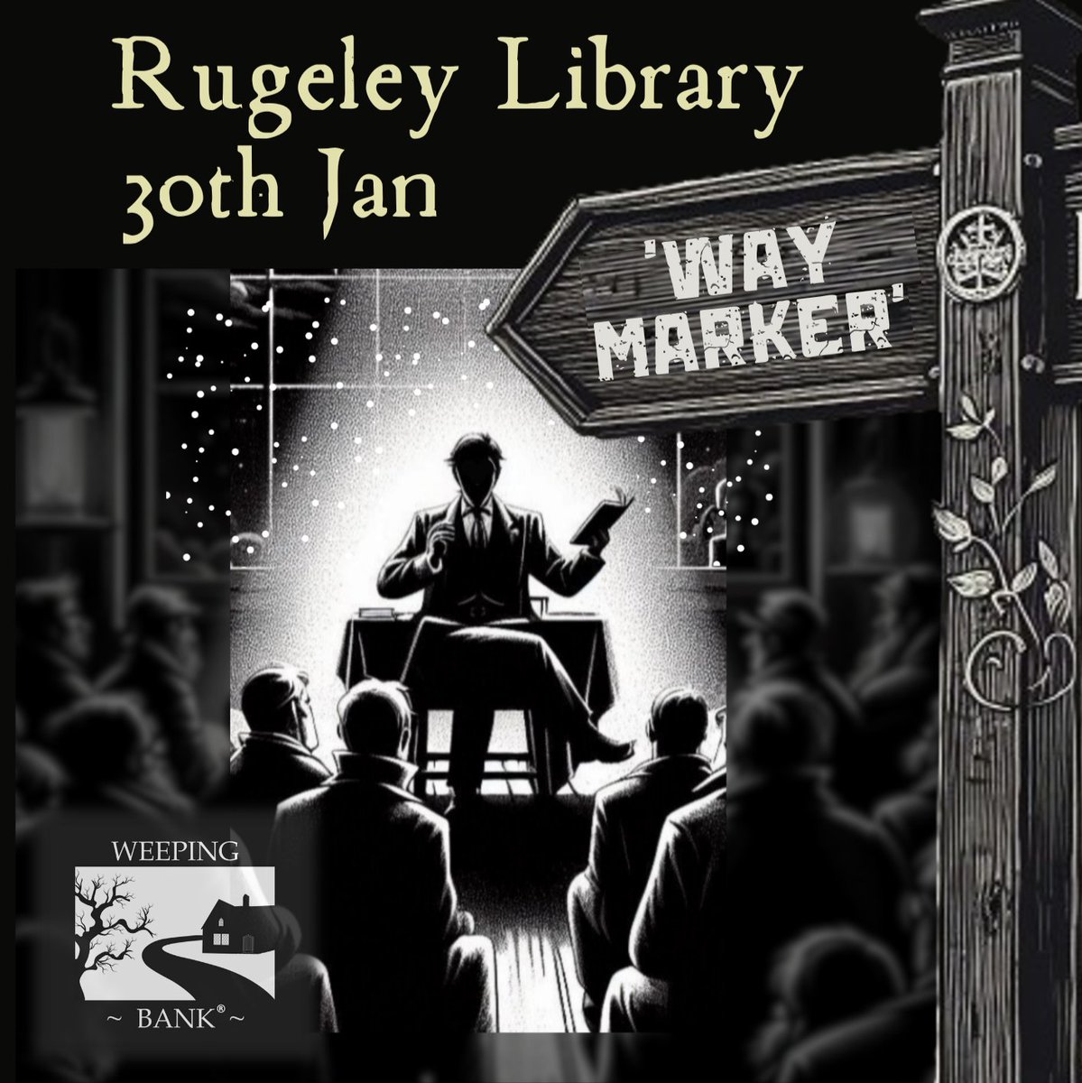 Staffordshire Libraries (@staffslibraries) on Twitter photo ‘Way Marker’ a new ghost story from Weeping Bank & Staffordshire author A.G. Smith
#RugeleyLibrary
Thursday 30 Jan
7:15pm arrival for a 7:30 start.
£5 per person (15+ only)
Refreshments available during an intermission
Contact 01889 869063 or rugeley.library@staffordshire.gov.uk ‘Way Marker’ a new ghost story from Weeping Bank & Staffordshire author A.G. Smith
#RugeleyLibrary
Thursday 30 Jan
7:15pm arrival for a 7:30 start.
£5 per person (15+ only)
Refreshments available during an intermission
Contact 01889 869063 or rugeley.library@staffordshire.gov.uk