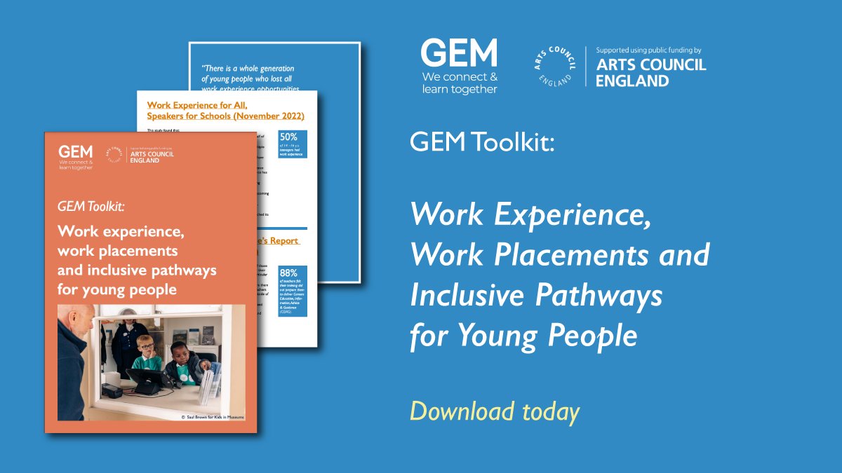 🎉 It’s Discover! Creative Careers Week 2024!

We’re launching our free Toolkit to help museums &amp; heritage sites create inclusive work experience &amp; placements for young people.

📚 Includes case studies, resources &amp; templates!

👉 Download &amp; share: gem.org.uk/resource/work-…