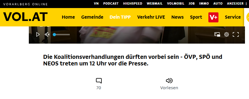 Laut Vorarlberg Online sind die Koalitionsverhandlungen vorbei... 🤡 <a href="/Vorarlberg/">VOL.AT</a>