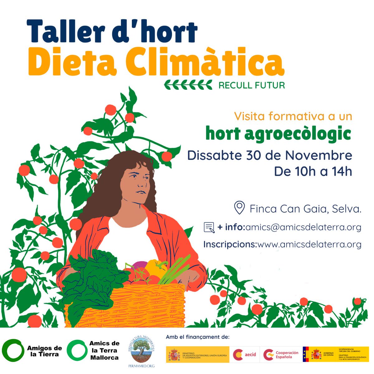 🌱 Taller d'Horta: Visita a la Finca Can Gaia 🌱
T’apassiona l’agricultura ecològica? Aquest taller és per a tu! 🙌
📅 30/11/2024 | ⏰ 10:00 - 14:00 h | 📍 Selva
🌾 Activitats d’horta agroecològica
🍏 Degustació km 0
🔗 Inscriu-te: forms.gle/gzfoC7pSgiuEac…
💚 T’hi esperem!
