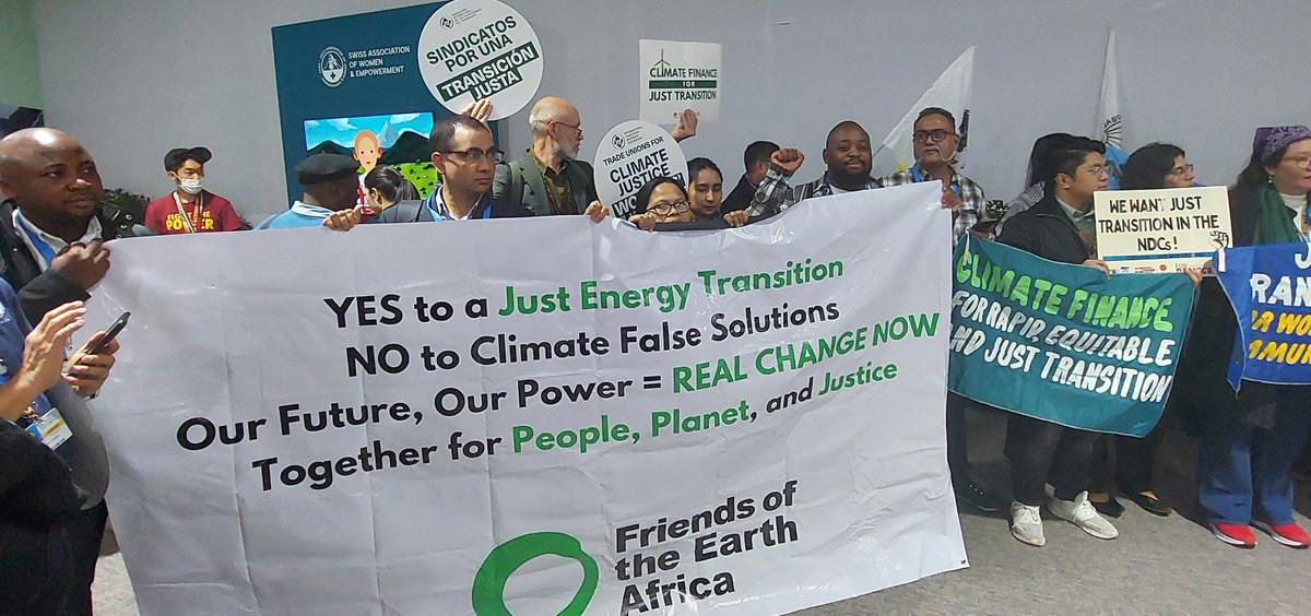 Week 2⃣ at #COP29 and we're demanding a JUST Energy Transition

We need Just Transition plans that prioritise workers and communities, protect the environment and are based on care &amp; feminist economy principles, rather than models that treat the Global South as sacrifice zones
