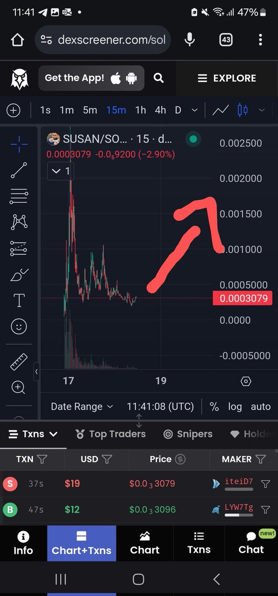 Crypt_Jord's tweet image. After doing some technical analysis, I decided to draw a line on the chart 🙃

Breakout incoming?

I've just paid for a boost to on Dex!

Time to let $SUSAN catch her brother $BARSIK 

Bp8PbR4BpLViXnCotxTTyJVnPGMJ6YBQ3wLDJqNkpump