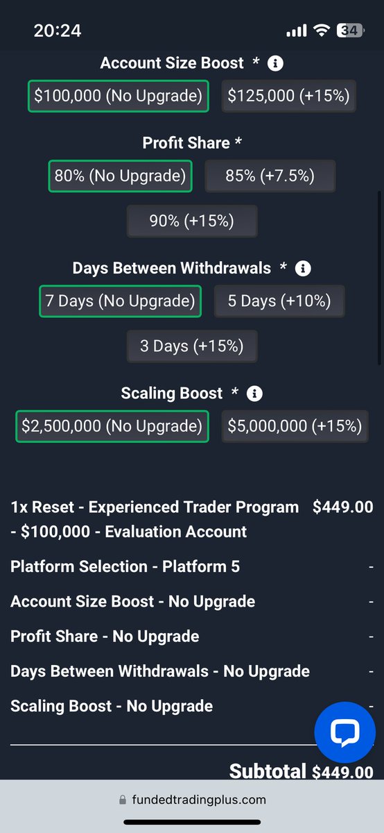 tomeko300's tweet image. FT+プラン買いました。
今回買ったのはこんな感じです。
2回目以降は10%オフで買えます。
#fundedtradingplus